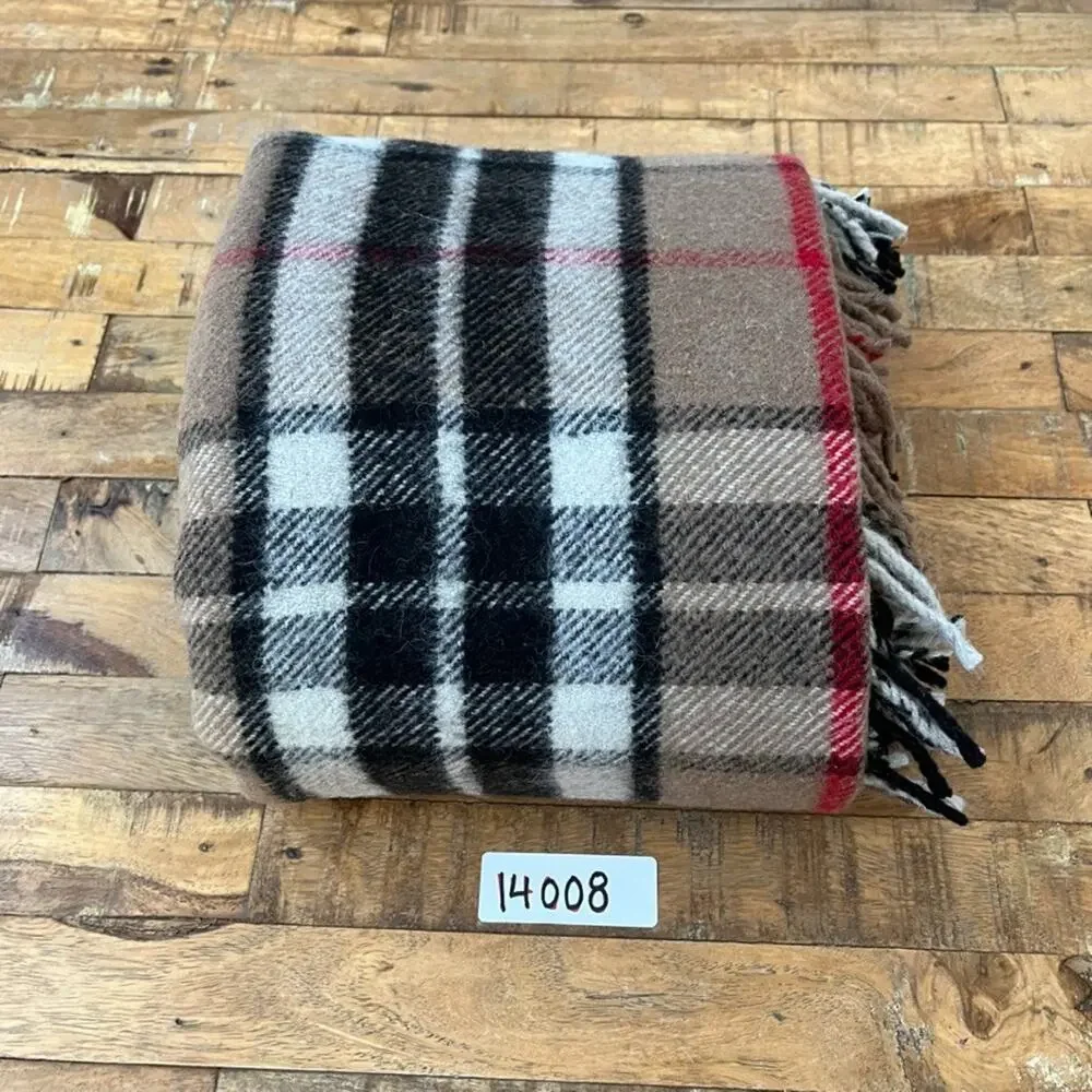 Farridoro Wool Blend Plaid Fringe Throw Blanket 48 x 65